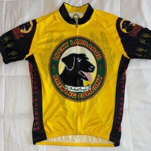 LUCKY LABRADOR Brewing Jersey Mens Medium Yellow Black Cycling Activewear Racing